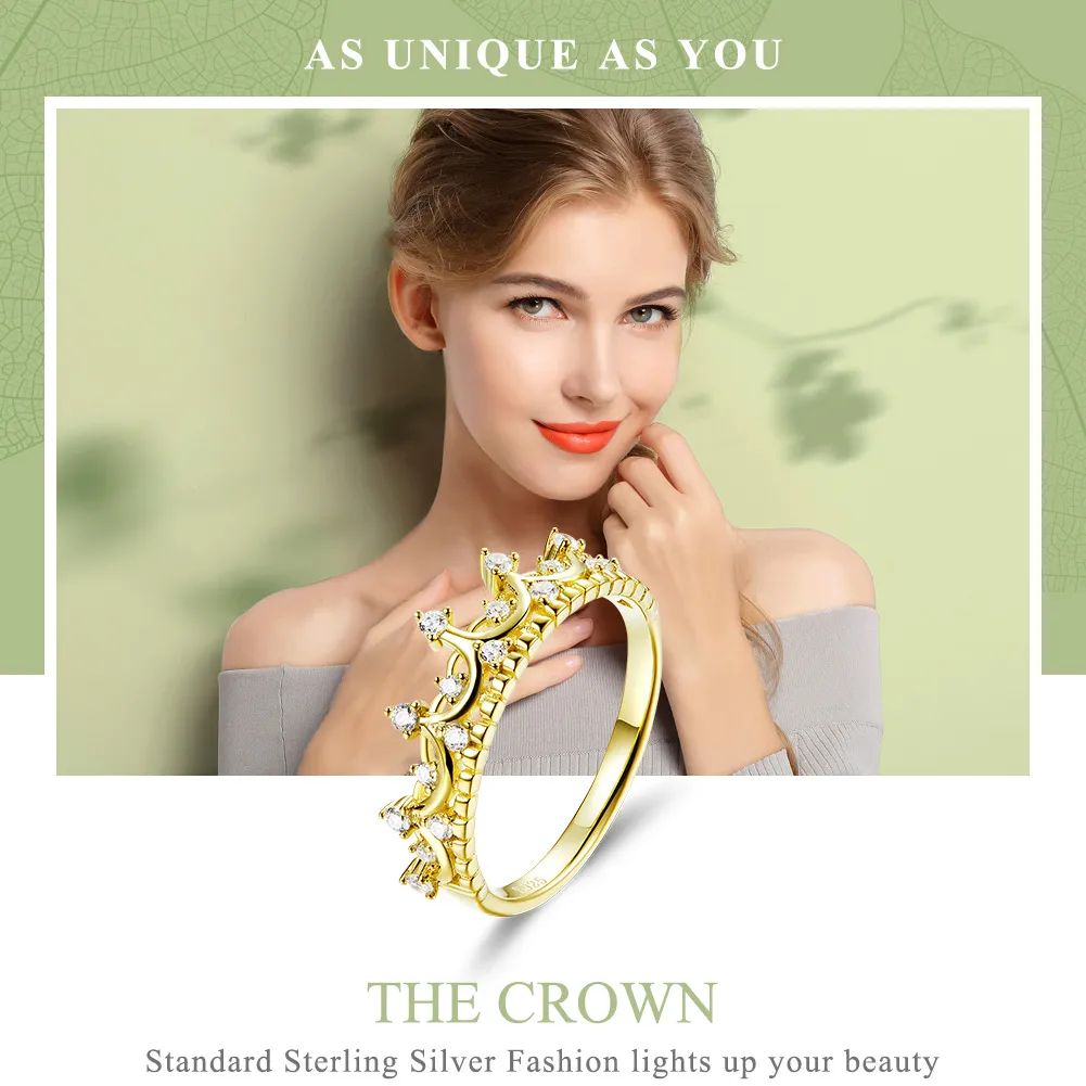 Pandora Style Gold-Plated Crown Ring - SCR493