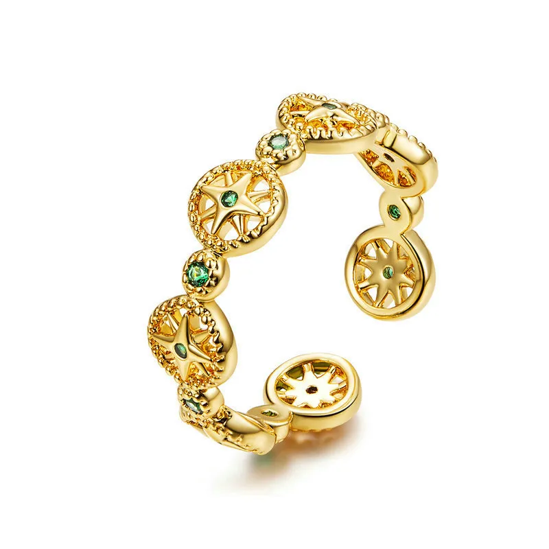 Pandora Style Gold-Plated Shiny Star Ring - SCR518