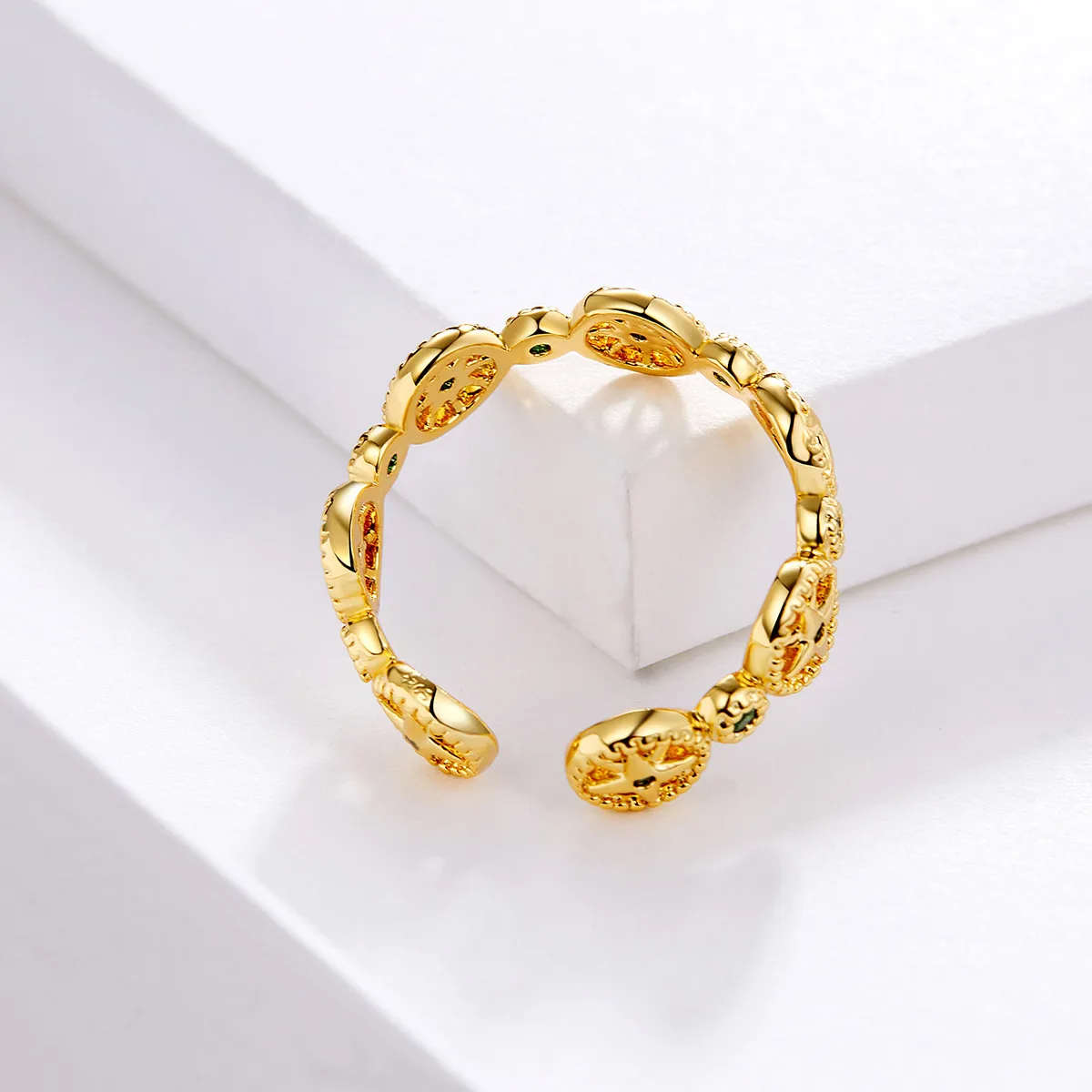Pandora Style Gold-Plated Shiny Star Ring - SCR518
