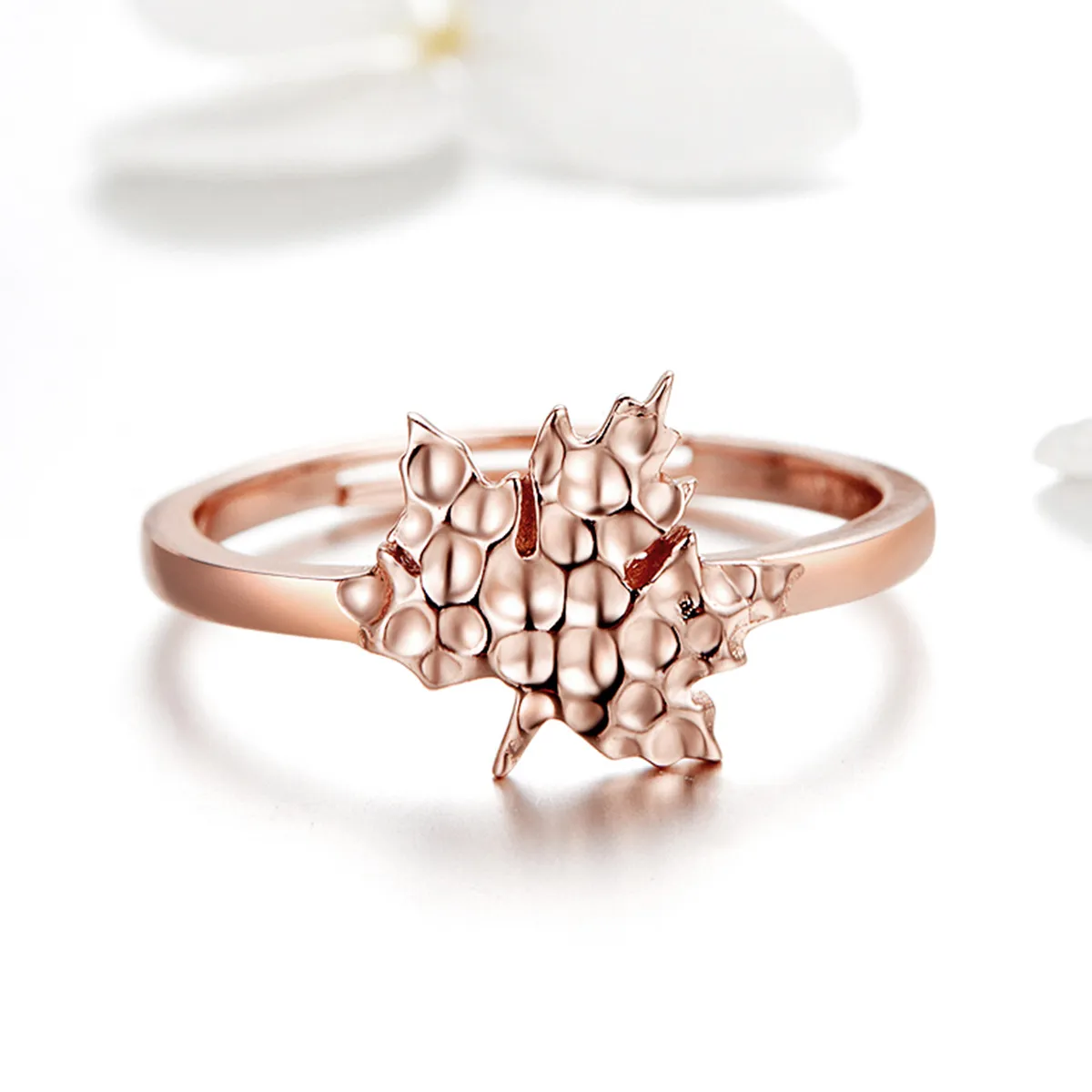 Pandora Style Rose Gold Maple Leaves Ring - SCR481