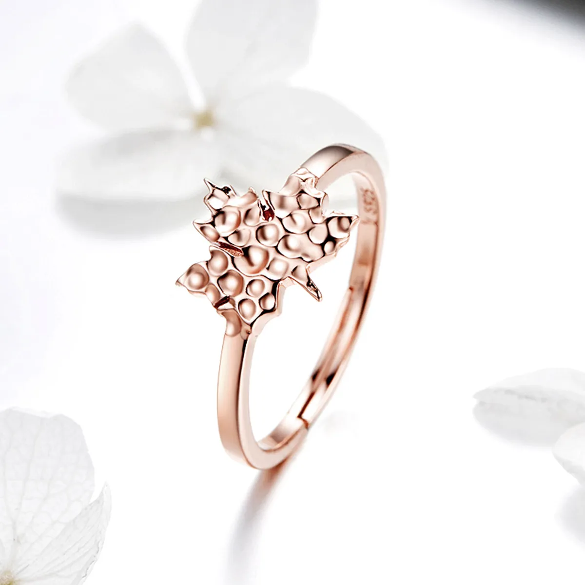 Pandora Style Rose Gold Maple Leaves Ring - SCR481