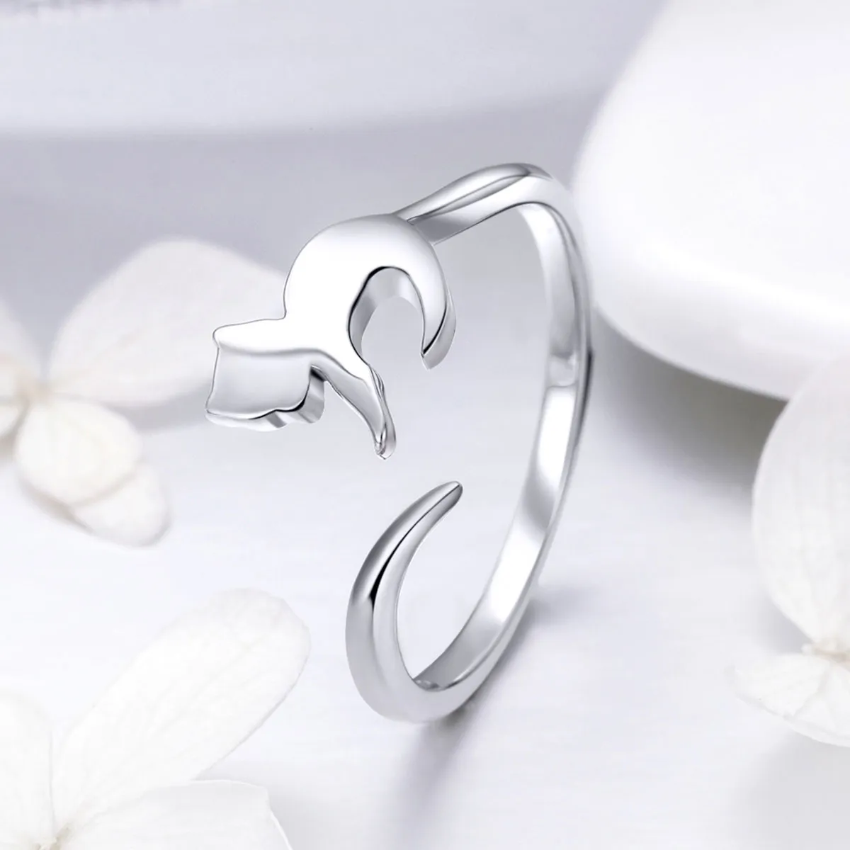 Pandora Style Silver Adorable Cat Ring - SCR420