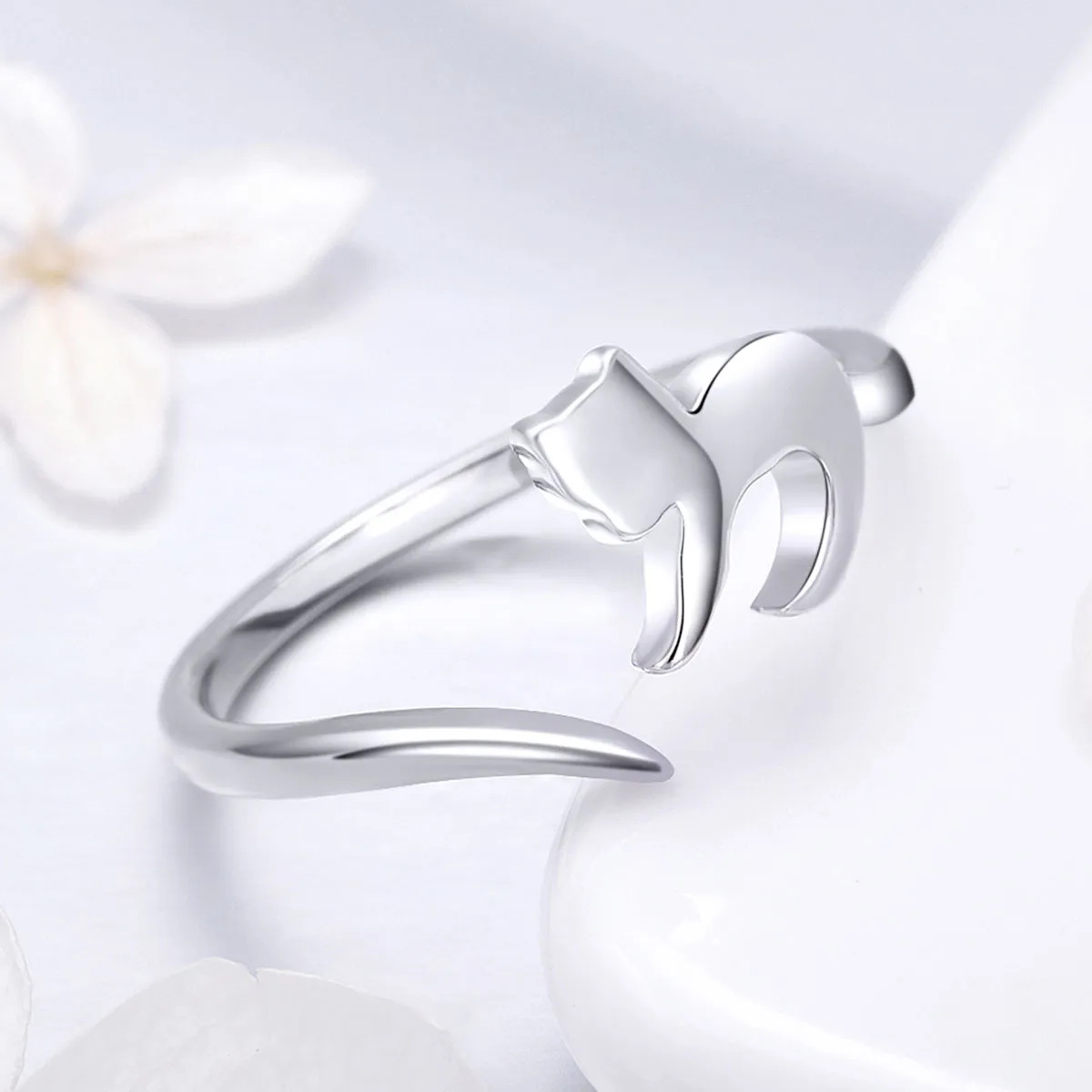 Pandora Style Silver Adorable Cat Ring - SCR420