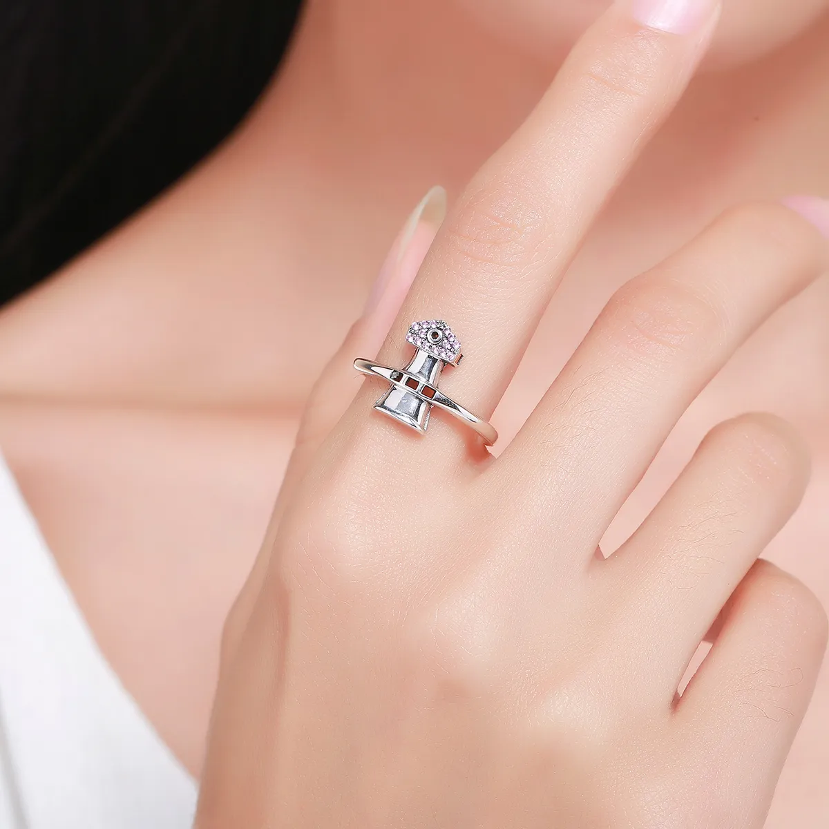 Pandora Style Silver Beacon Lighthouse Ring - SCR210