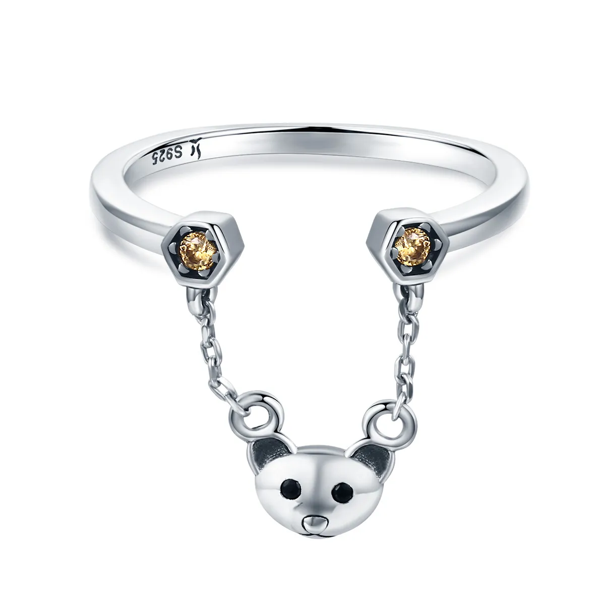 Pandora Style Silver Bear Story Ring - SCR307