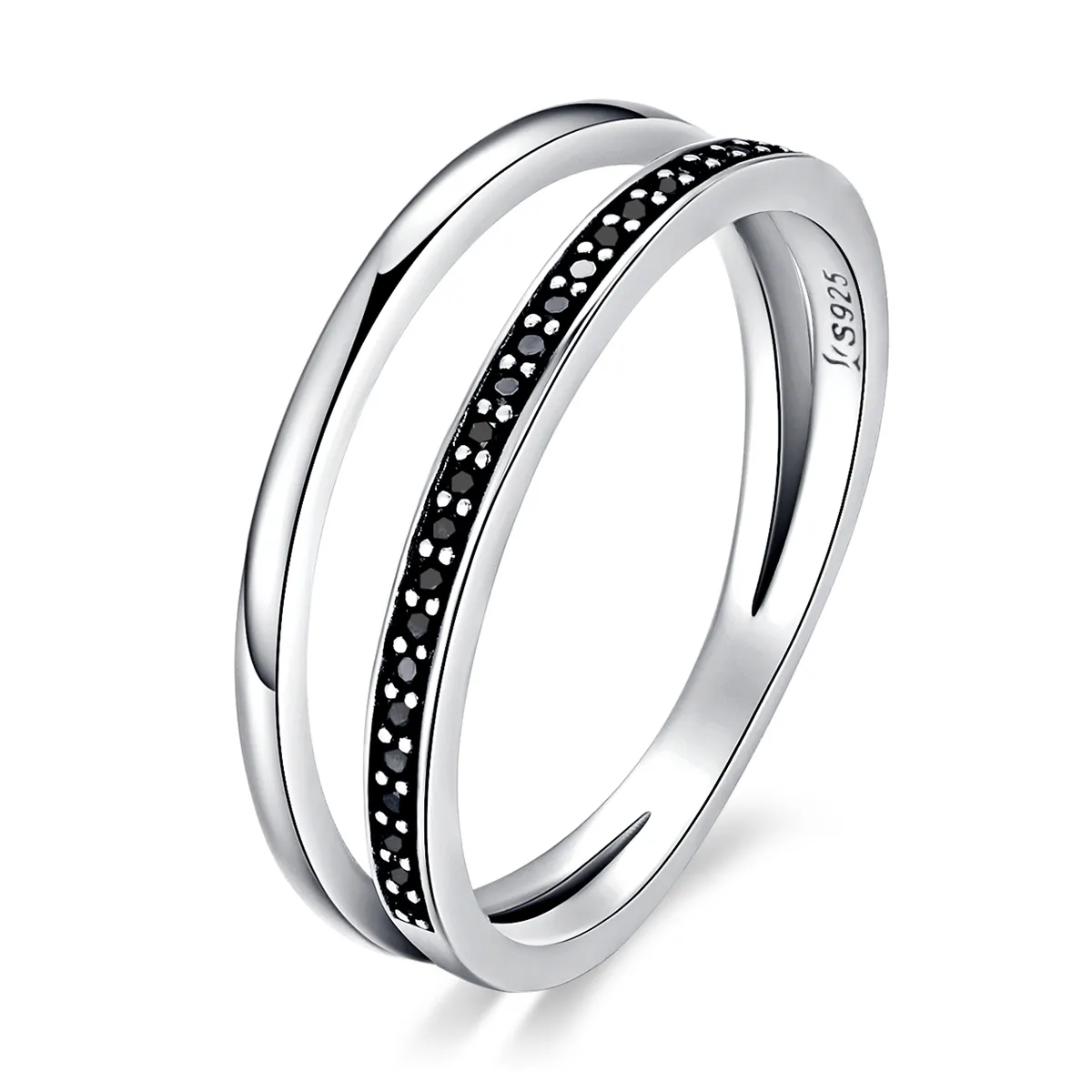 Pandora Style Silver Black and White Movement Ring - SCR082