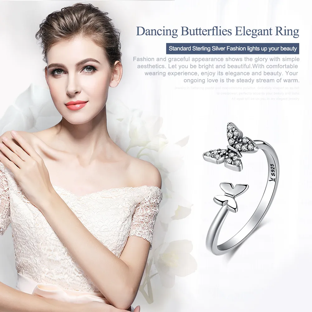 Pandora Style Silver Butterfly Dance Ring - SCR087