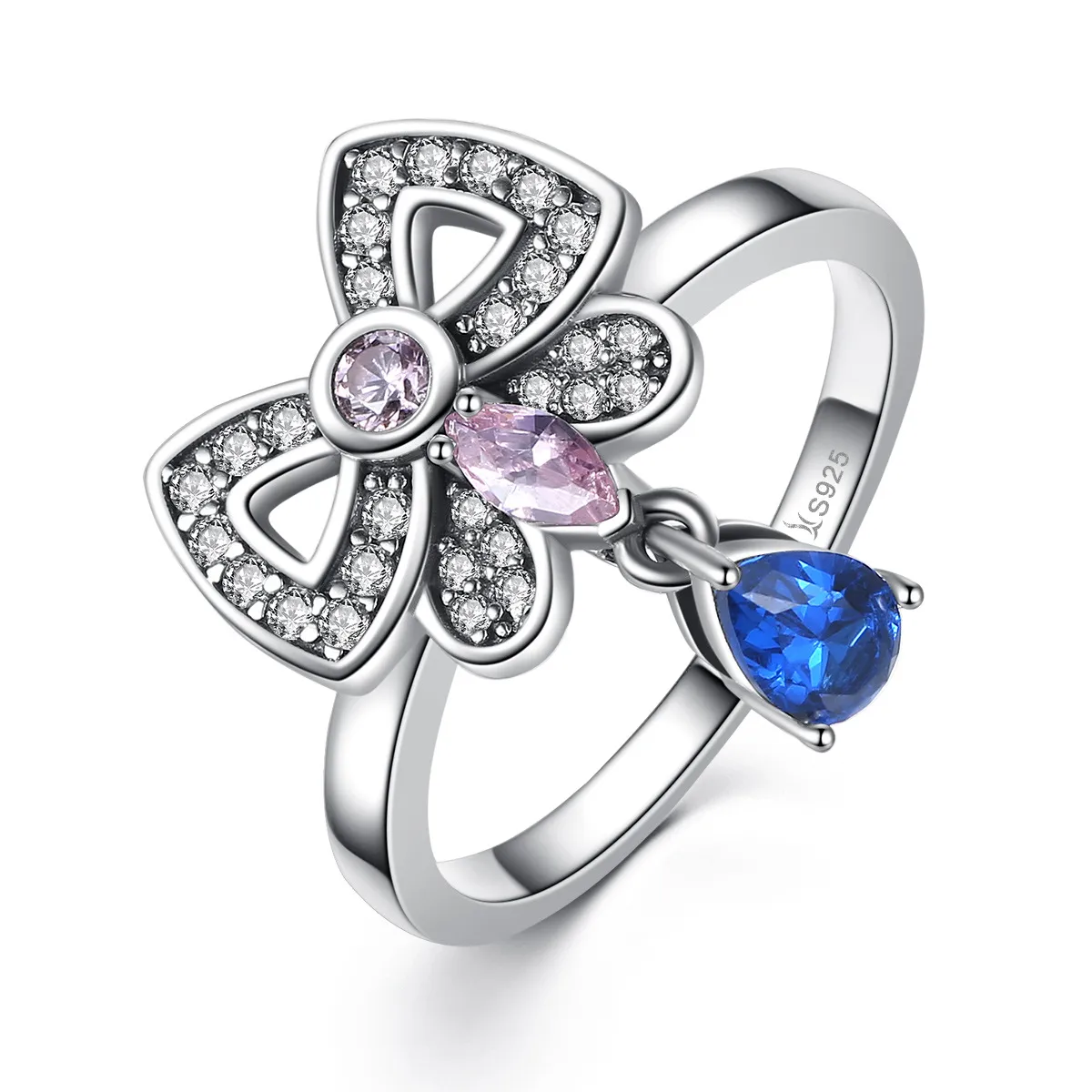 pandora style silver butterfly removable ring scr014