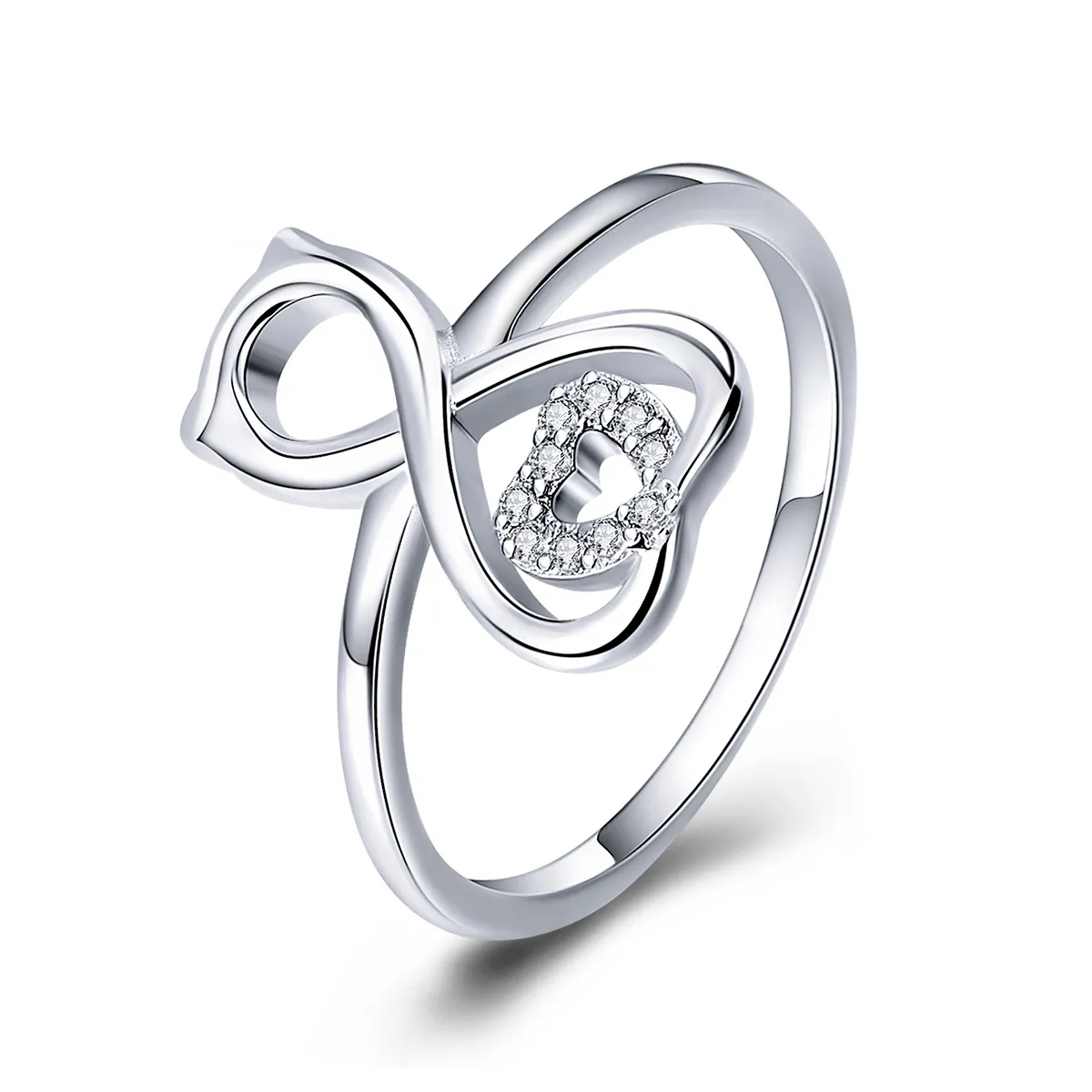 pandora style silver cat love ring scr417
