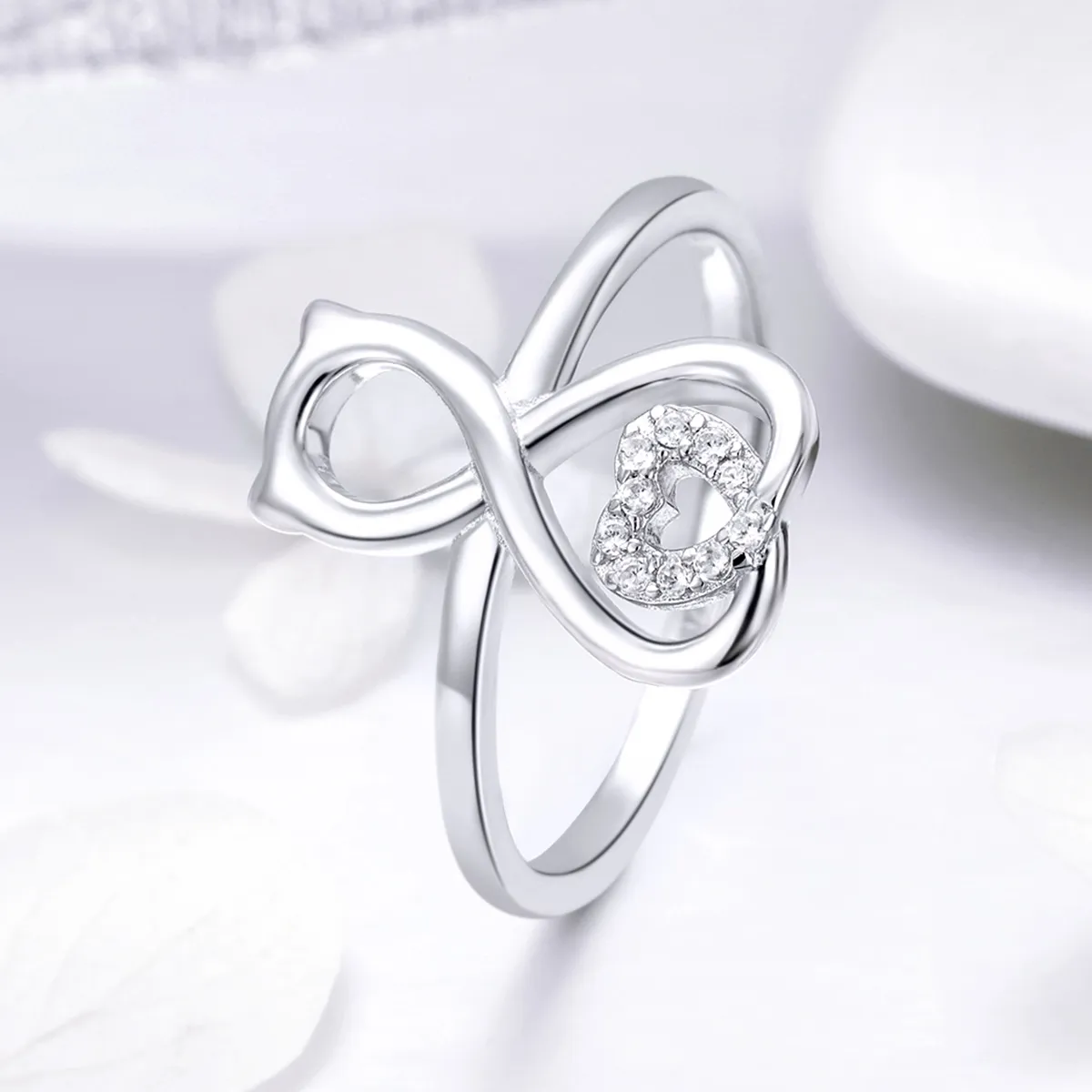 Pandora Style Silver Cat Love Ring - SCR417