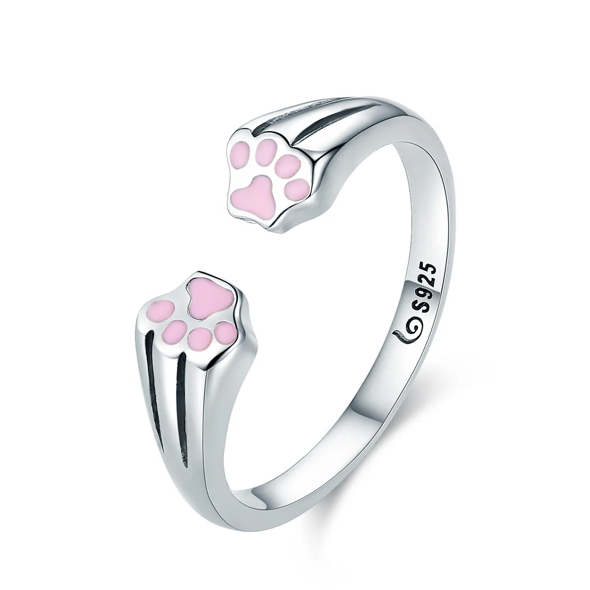 pandora style silver cat paw ring scr366