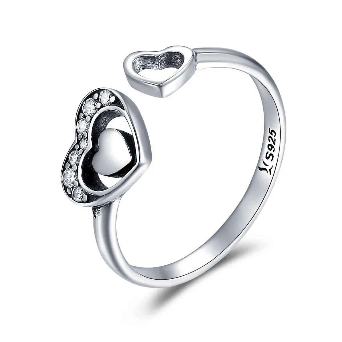 pandora style silver concomitant heart ring scr168
