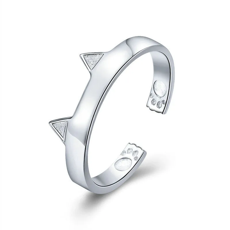 Pandora Style Silver Cute Cat Ears Ring - SCR387