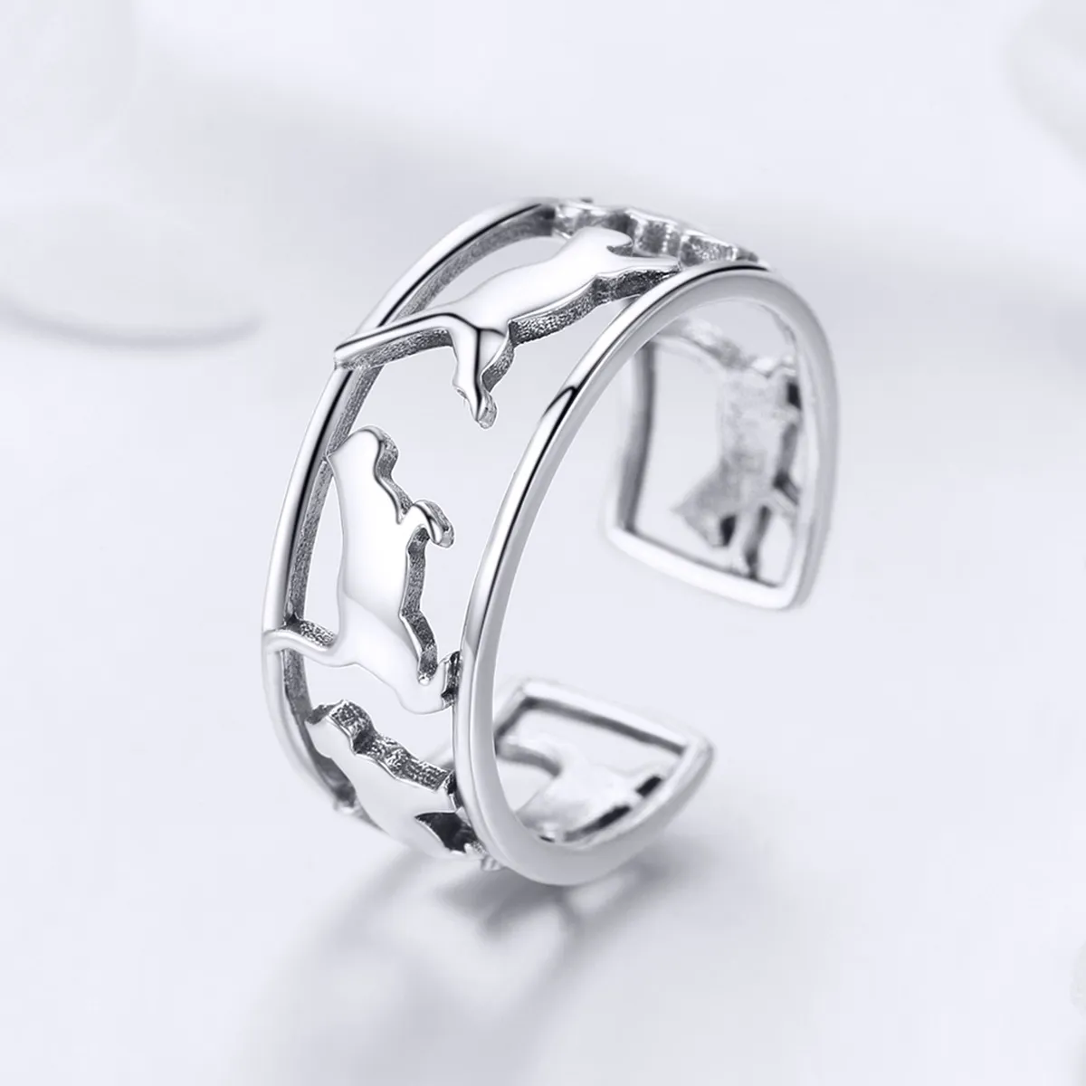 Pandora Style Silver Happy Cats Ring - SCR473