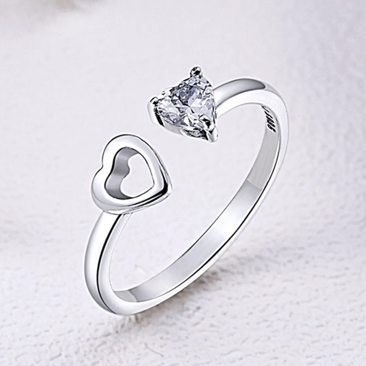 Pandora Style Silver Heart and Soul Ring - SCR073