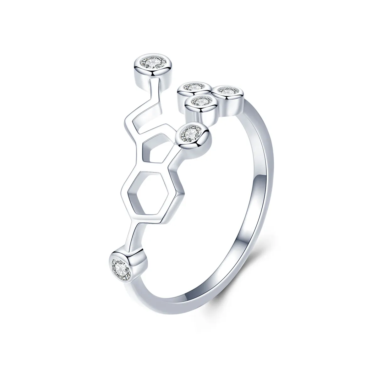 Pandora Style Silver Honeycomb Ring - SCR433
