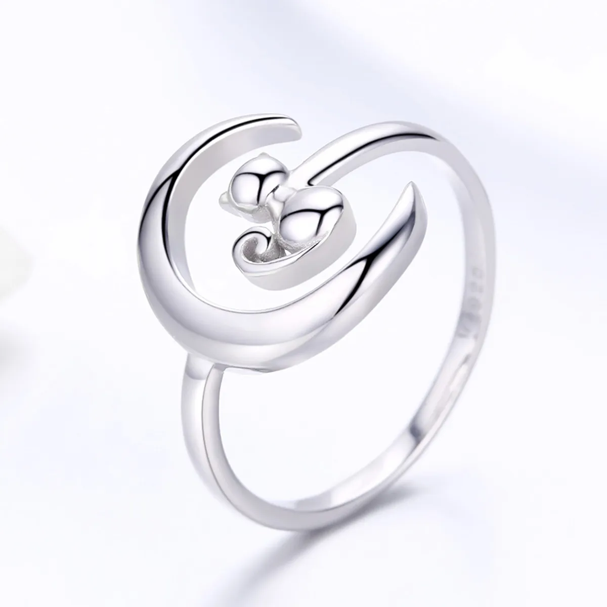Pandora Style Silver Moon & Cat Ring - SCR451