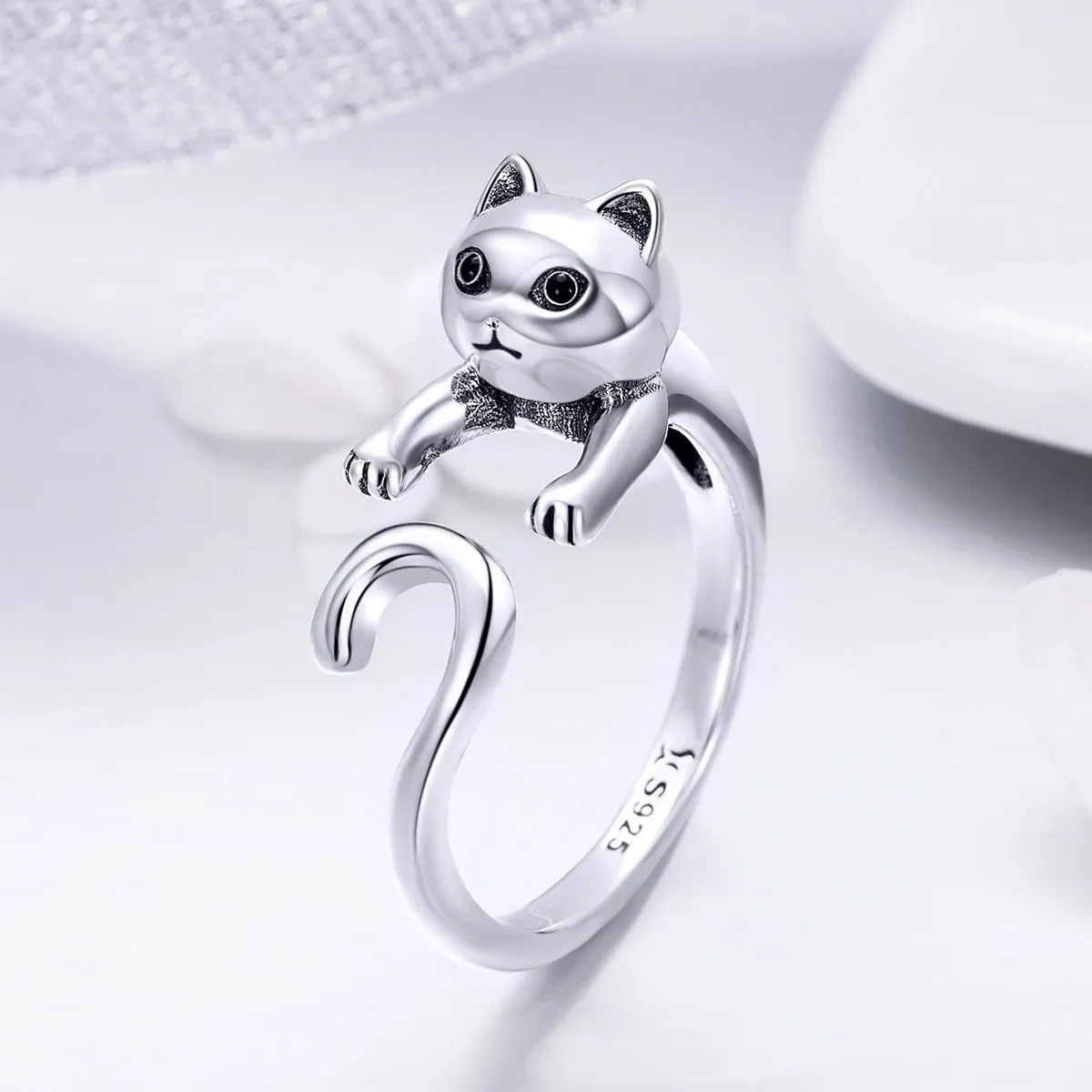 Pandora Style Silver Naughty Cat Ring - SCR409