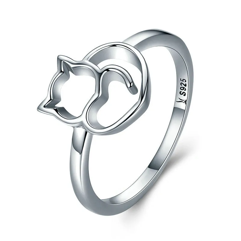 pandora style silver naughty kitten ring scr104