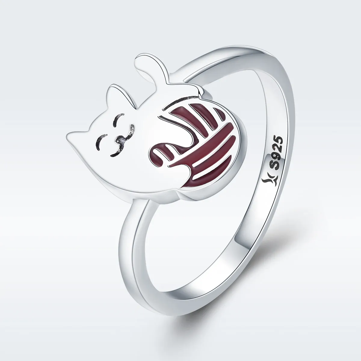 pandora style silver naughty kitten ring scr211