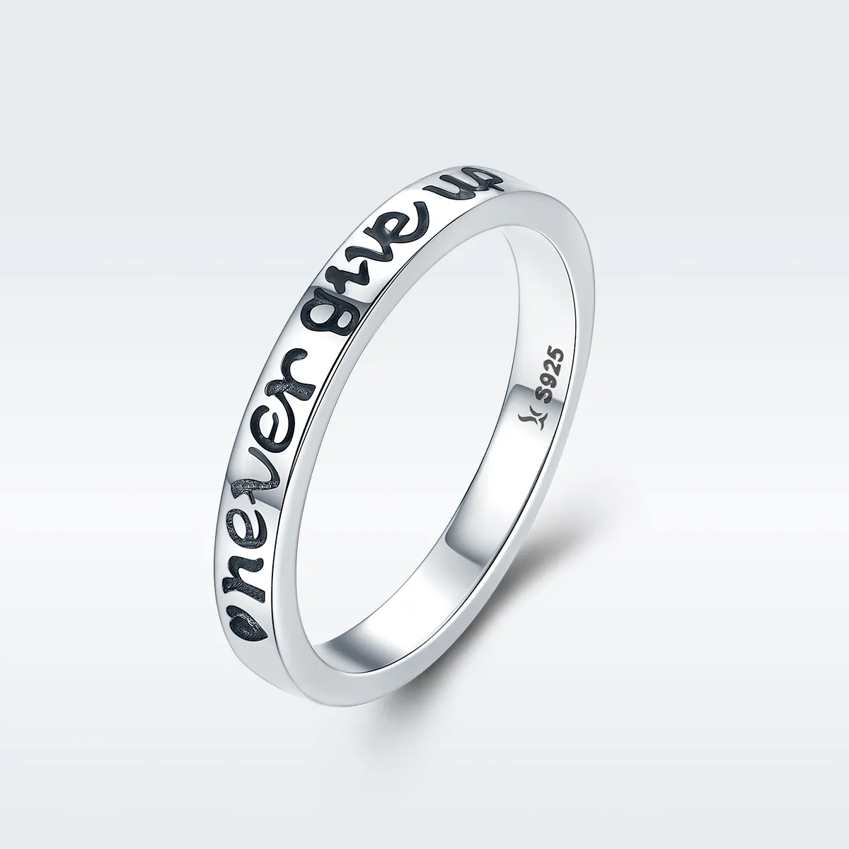 pandora style silver never give up ring scr204