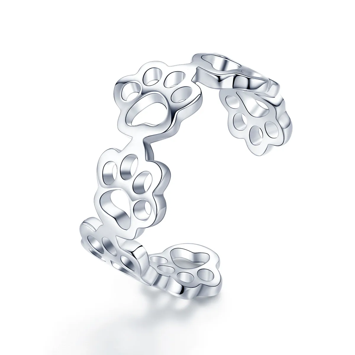 pandora style silver paw trail ring scr424