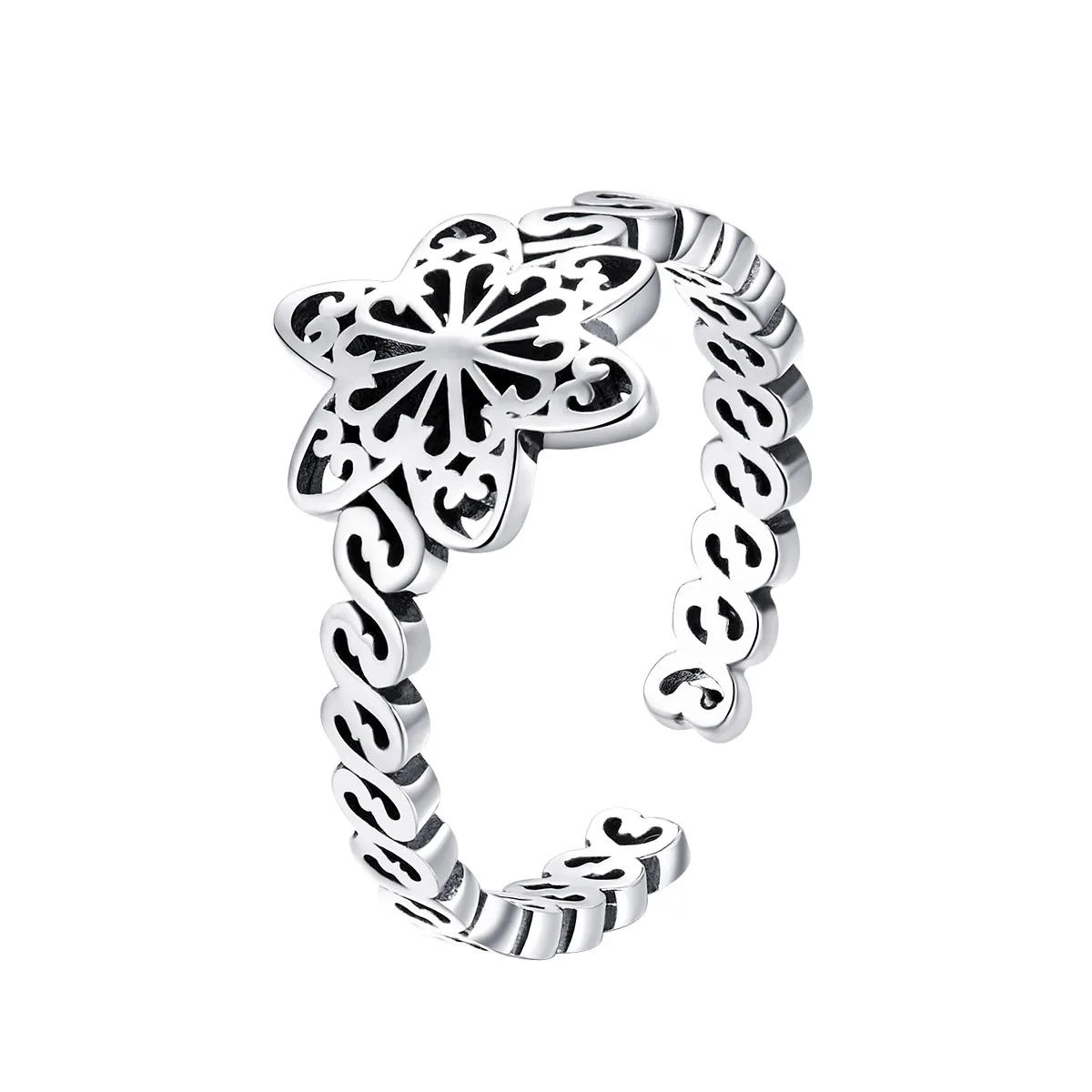 pandora style silver snowflake ring scr482
