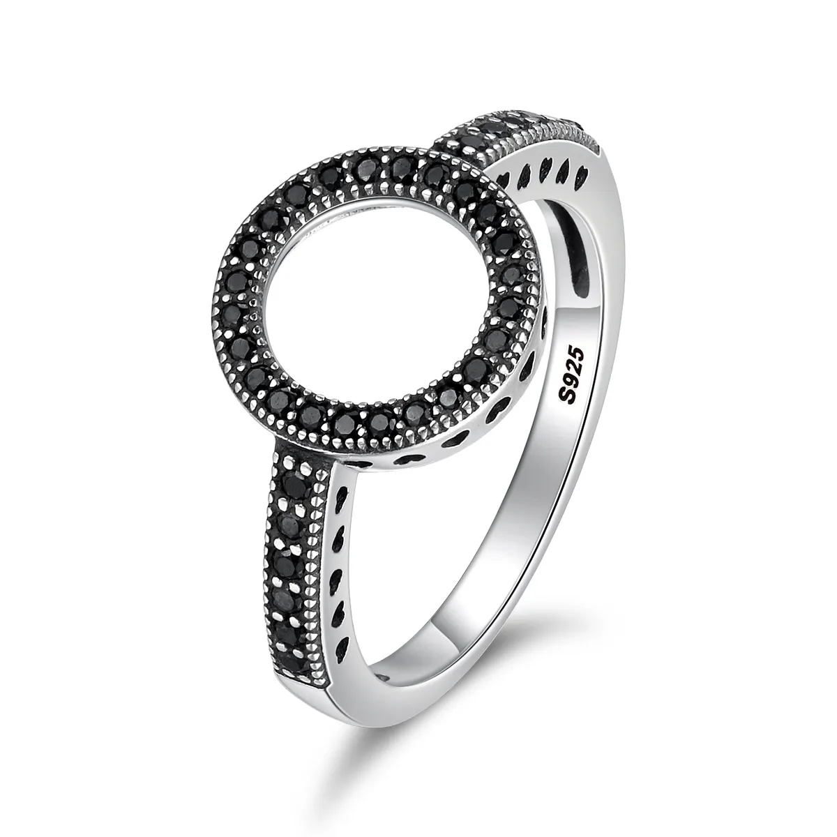 pandora style silver sparkling halo ring scr112