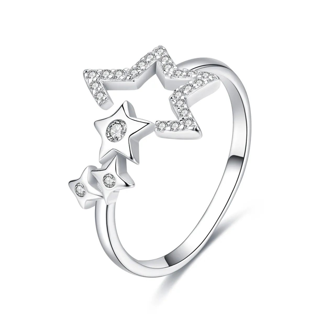 pandora style silver stars waitting ring scr452