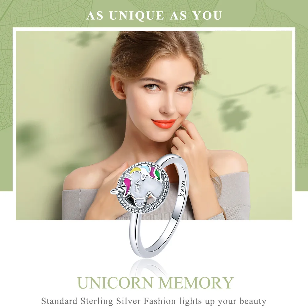 Pandora Style Silver Unicorn Memory Ring - SCR388